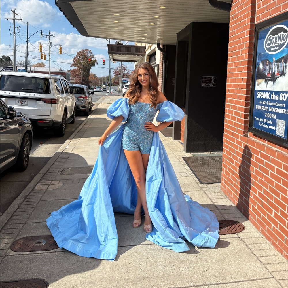 Sherri Hill Blue High Low Dress - Picture 2 of 2